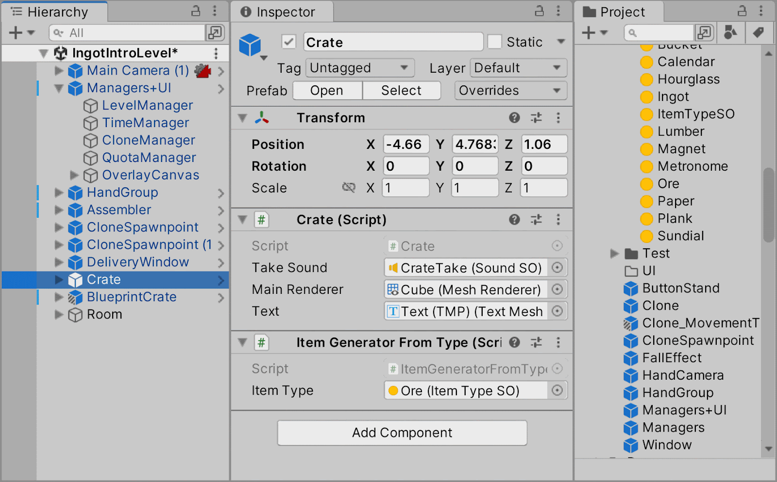 Swapping the contents of a crate using ScriptableObjects